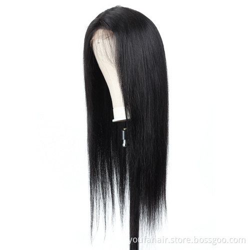 Good Quality Brazilian Hair Lace Closure Wig 4*4, Cuticle Aligned Remy Hair Natural Color Straight Wave Lace Front Wig Wholesale